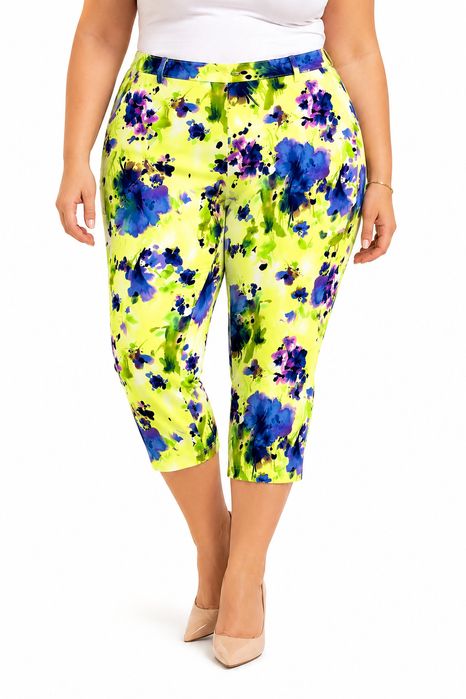 Spodnie Plus Size Zielone Wzór 7XL 54