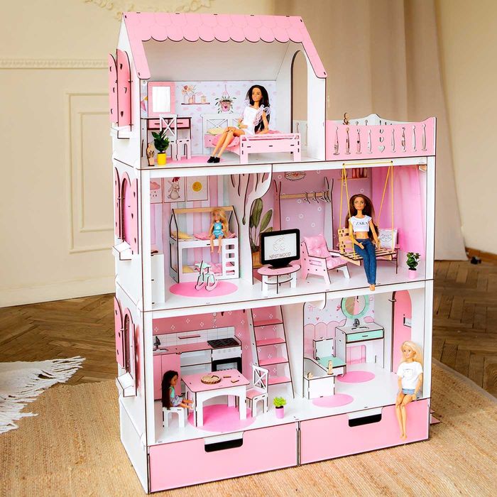Великий ляльковий будинок ЛЮКС Барбі +ВІТАЛЬНЯ кукольный домик Барби
