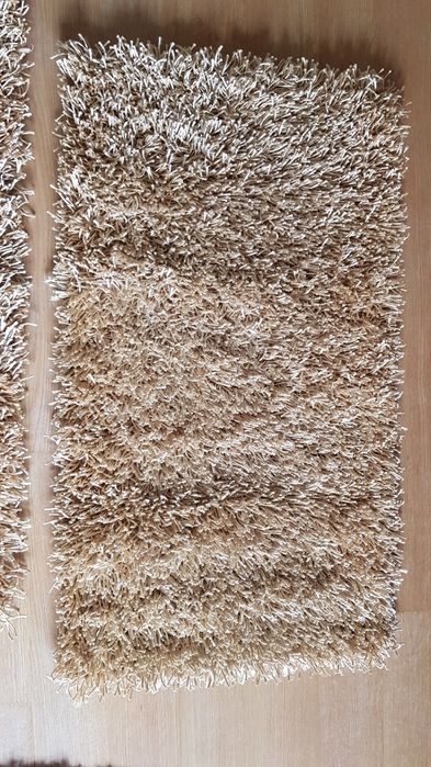 Conjunto 2 Tapetes Shagy 55x115cm cor bege