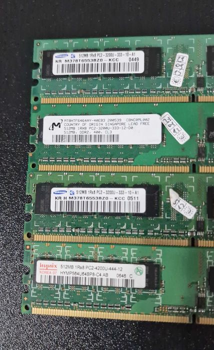 2GB RAM 4x 512 MB 1Rx8 Pc2-3200u-333-10-a1 Samsung Hynix Micron
