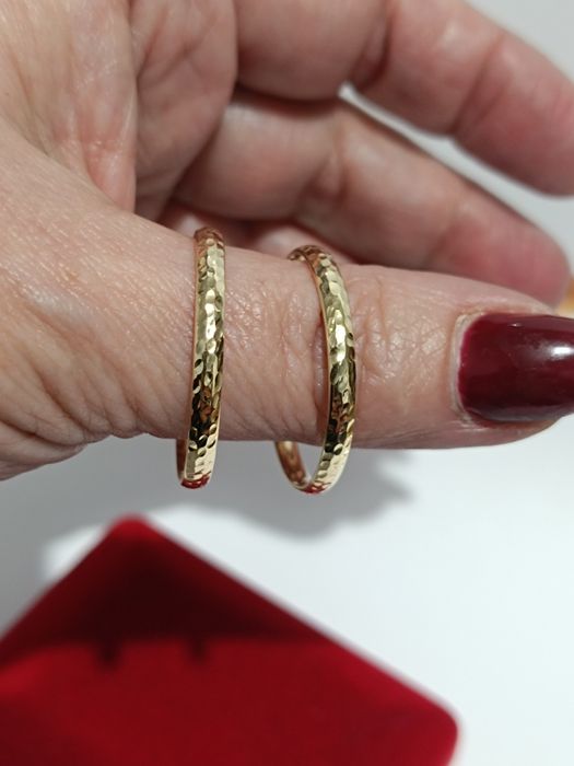 Złote kolczyki koła młotkowane średnica 2,8cm, złoto próby 585