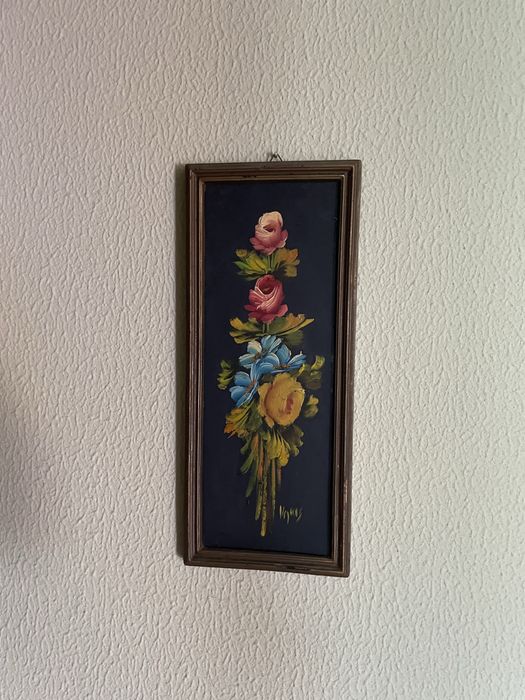 Par de Quadros de cena floral