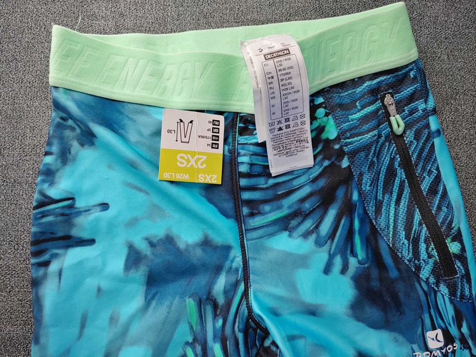 Legginsy sportowe Decathlon Domyos Kwiaty