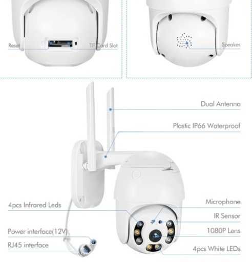 KAMERA zewnętrzna WIFI aplikacja czujnik ruchu detekcja widok nocny