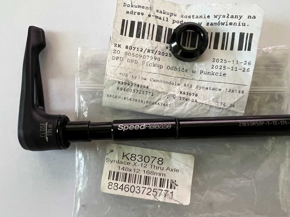 Cannondale oś tylna K83078, 12x148. Długość 168 mm