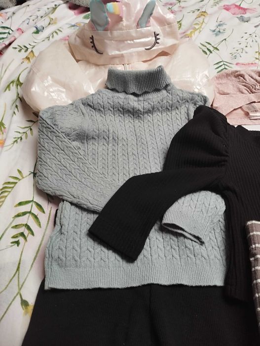 Zestaw h&m legi bluzki next j nowe i nowe 74/80 prążek czarna