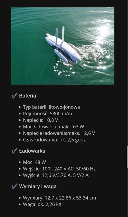 Dron pływajacy na ryby Pover Visjon kamera 4k