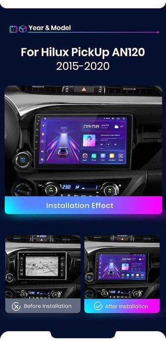 Rádio Android Toyota Hilux Pickup 2015 a 2023 CARPLAY 10" gps 2/32GB NOVO
