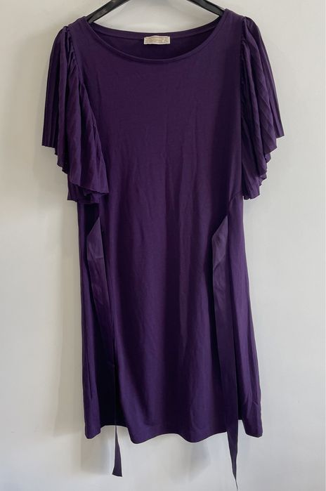 Vestido roxo com mangas plissadas (Lanidor, tamanho M)