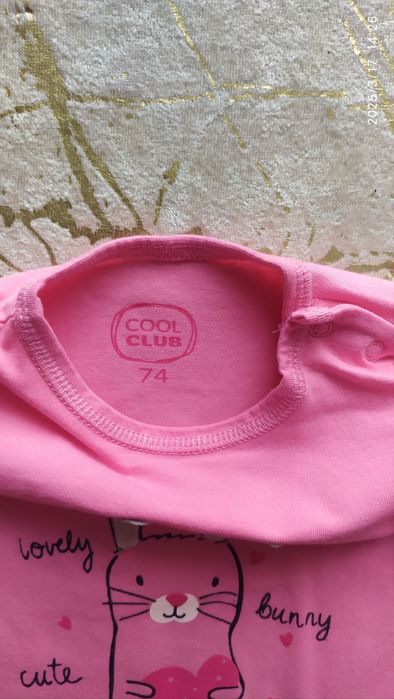 Body różowe króliczek długi rękaw r. 74, Cool Club