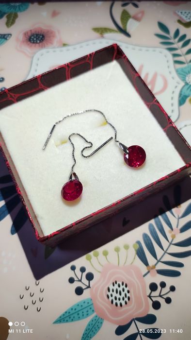 Сережки, 925 проба, камінь рожевий цирконій