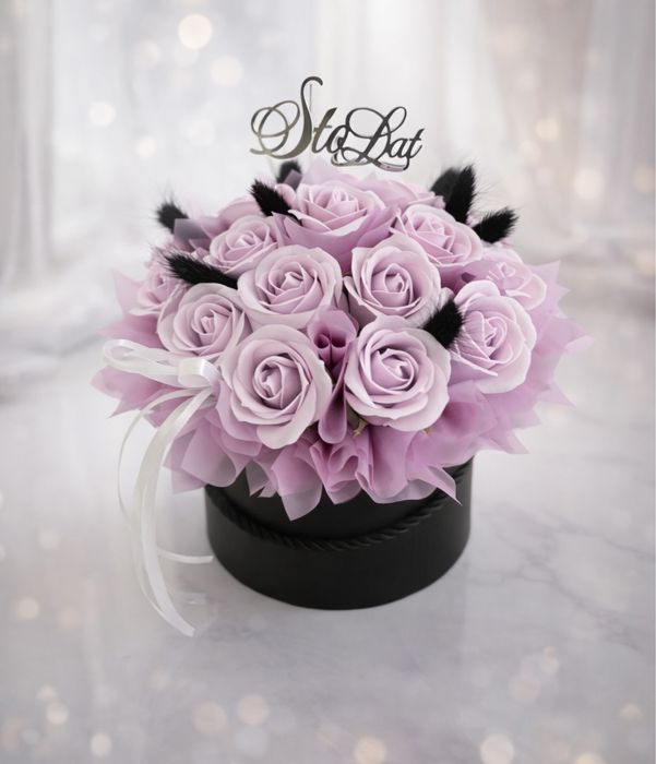 Kwiaty mydlane wieczna roza flower box jak swiece