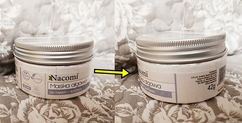 NOWA Nacomi Maska Algowa do twarzy, dekoltu BORÓWKA