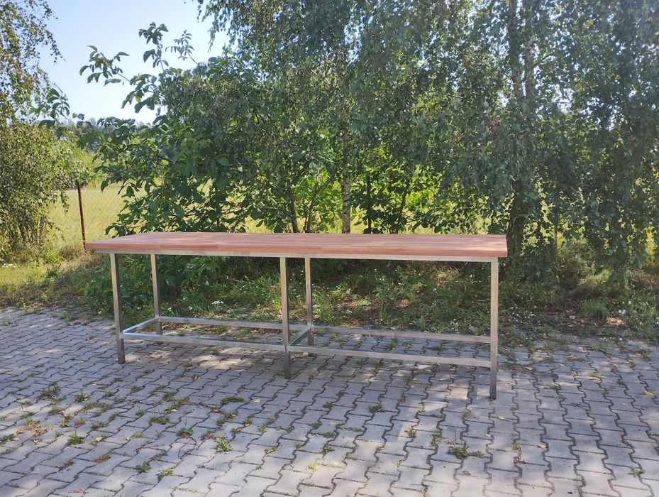Stół z baletm drewnianym, bukowym, nierdzewny, 3.950 zł netto