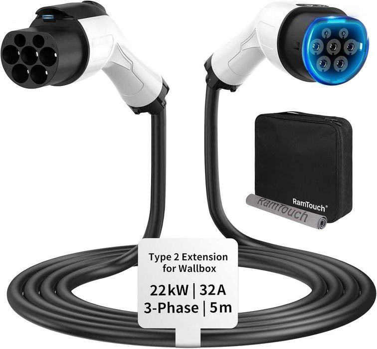 Przedłużacz ładowarki EV (32 A, 22 kW, 5 m, 3-fazowy)