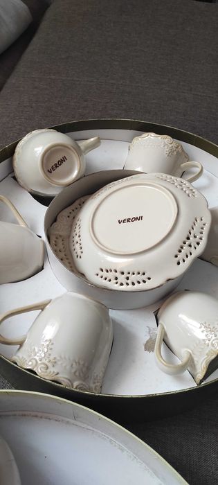 Zestaw ażurowych filiżanek Amelia i cukiernica