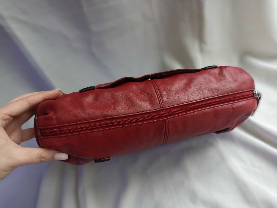 Ralph Lauren oryginalna torebka kopertówka wiśniowa skóra naturalna