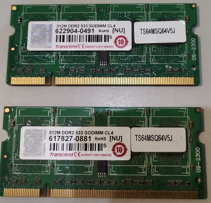 Pack Memórias RAM Transcend SO-DIMM 512MB DDR2 533 MHz