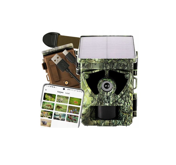 PANEL SŁONECZNY 4k WIFI fotopułapka kamera leśna myśliwska solarna