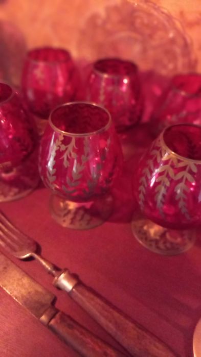 Copos de cristal com prata