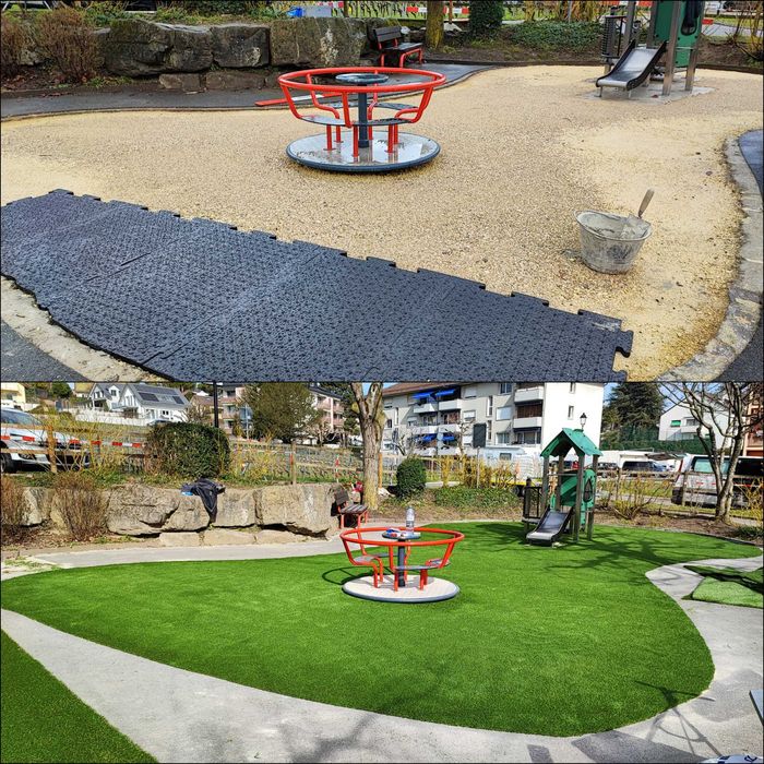 Instalação profissional de relva sintética