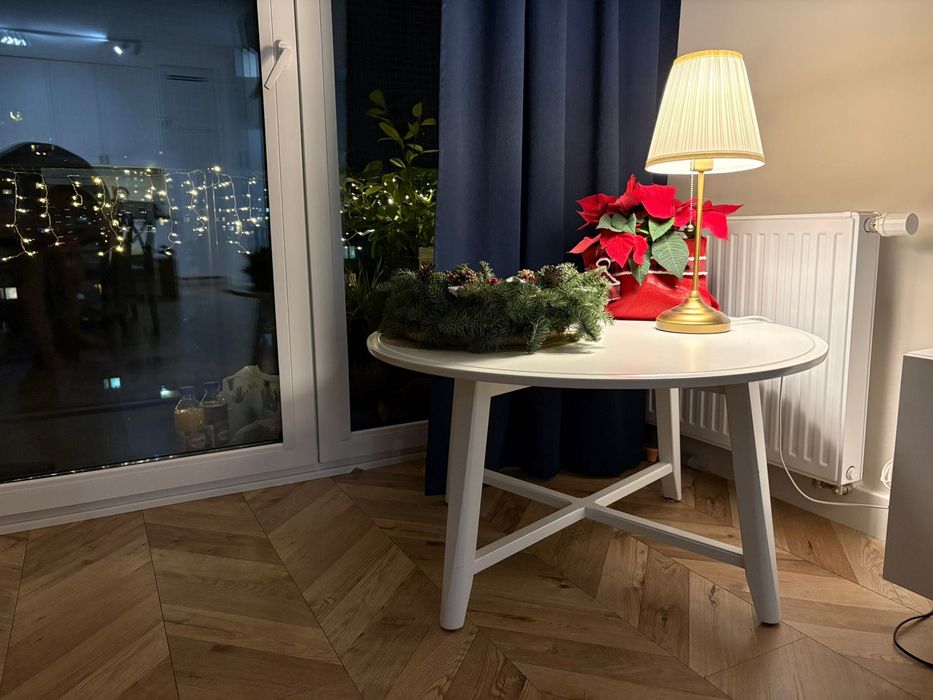 Okrągły stolik kawowy biały IKEA 90 cm