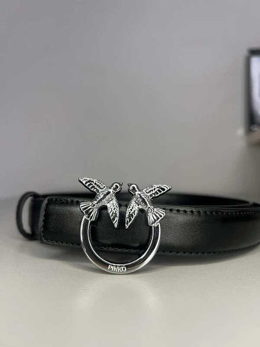 Pasek pinko czarny damski 110cm belt skórzany elegancki