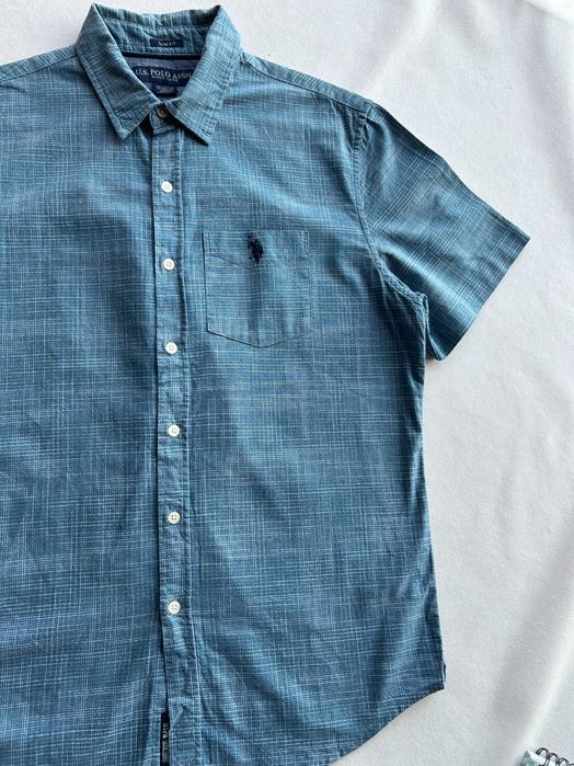 Niebieska koszula z krótkim rękawem U.S Polo Assn. Slim Fit rozmiar M