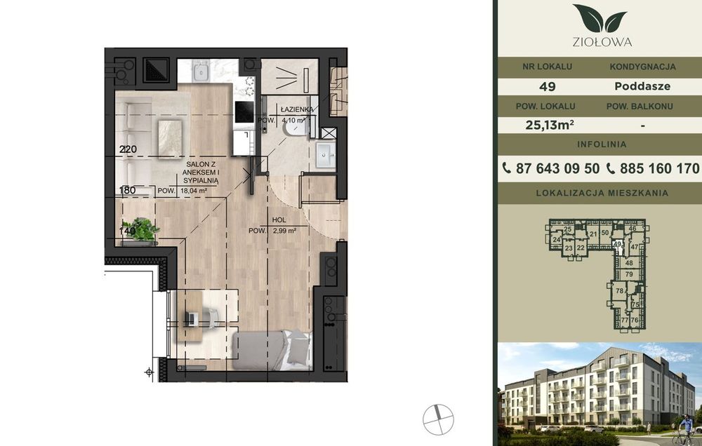 Nowa kawalerka w Augustowie – przytulna i funkcjonalna- ul.Ziołowa 25m