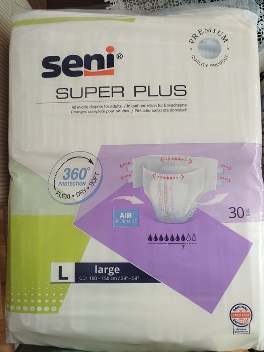 Pieluchomajtki TENA xl, SENI xl, L, podpaski tena