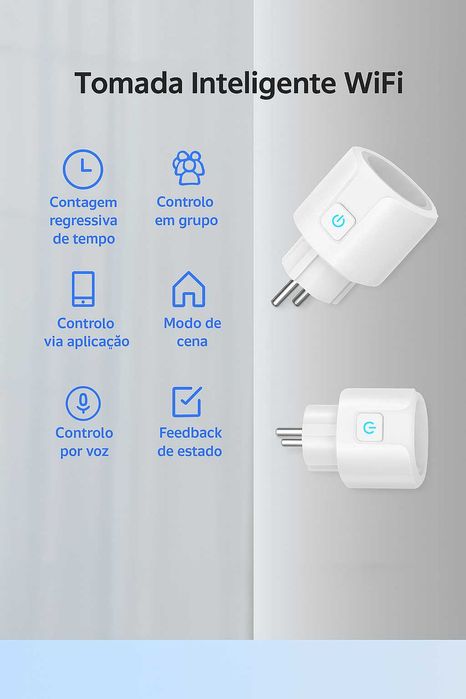 Tomada Inteligente Wi-Fi 16A – Controlo por App, Voz e Temporizador