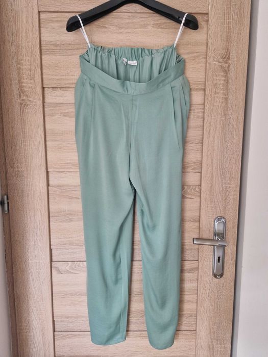 Spodnie typu Palazzo, zielone, nowe, Bon Prix rozm. 42