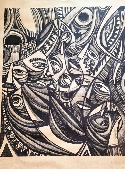 Malangatana - Tinta da China sobre papel 1985