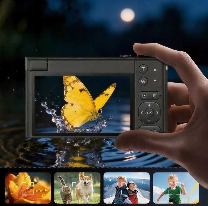 Aparat cyfrowy 4K vlogowania streeming 64MP 16x zoom ekran 180° + 32GB SD