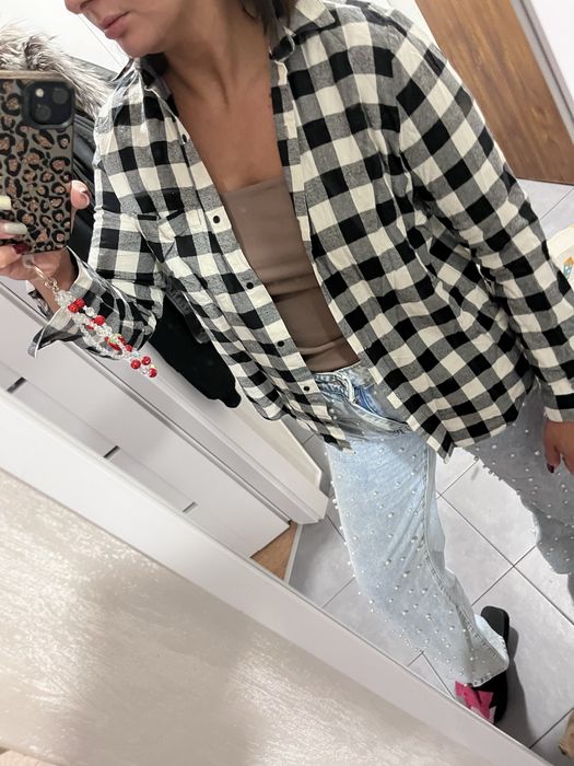 Koszula w kratę kratkę krata zara basic