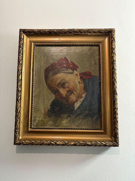 Portret starszej kobiety – olej na płótnie, 1900r. - stara rama