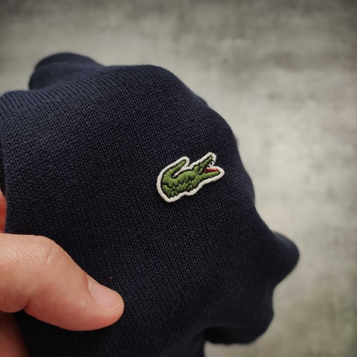 MĘSKI PREMIUM Sweter Elegancki Bluza Suwak Lacoste France Granat Haft