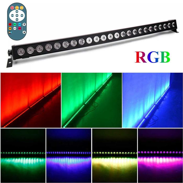Listwa Belka LED BAR Mocne 24x3W RGB Mix Kolorów Strobo DMX + Pilot