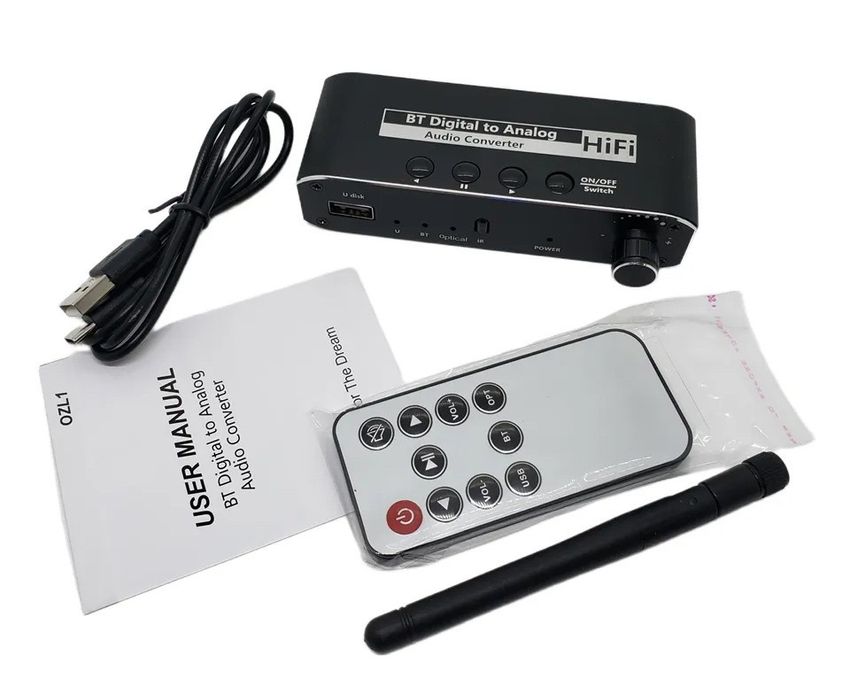 ЦАП Аудіо конвертер звуку з оптичного SPDIF Toslink в аналоговий RCA