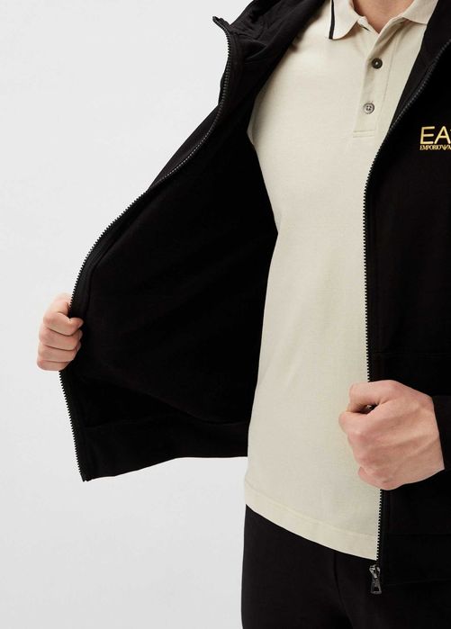 EMPORIO ARMANI EA7 męska bluza z kapturem NERO / GOLD