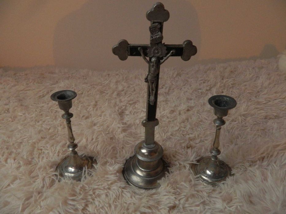 Zestaw kolędowy Dewocjonalia posrebrzany, stary