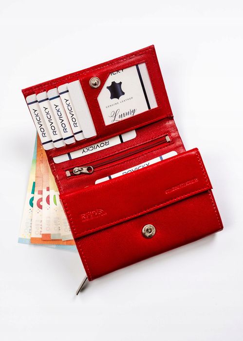 klasyczny portfel damski ze skóry naturalnej - rovicky