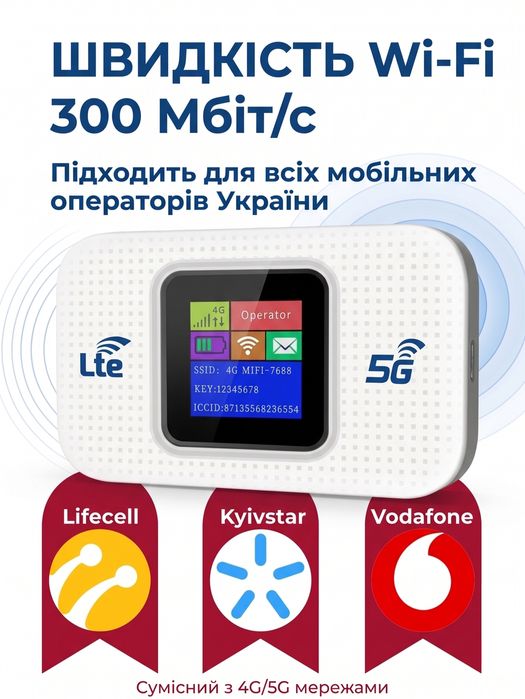 Аккумуляторный 4G Wi-Fi модем, протативный переносной роутер с экраном, LCD7003W