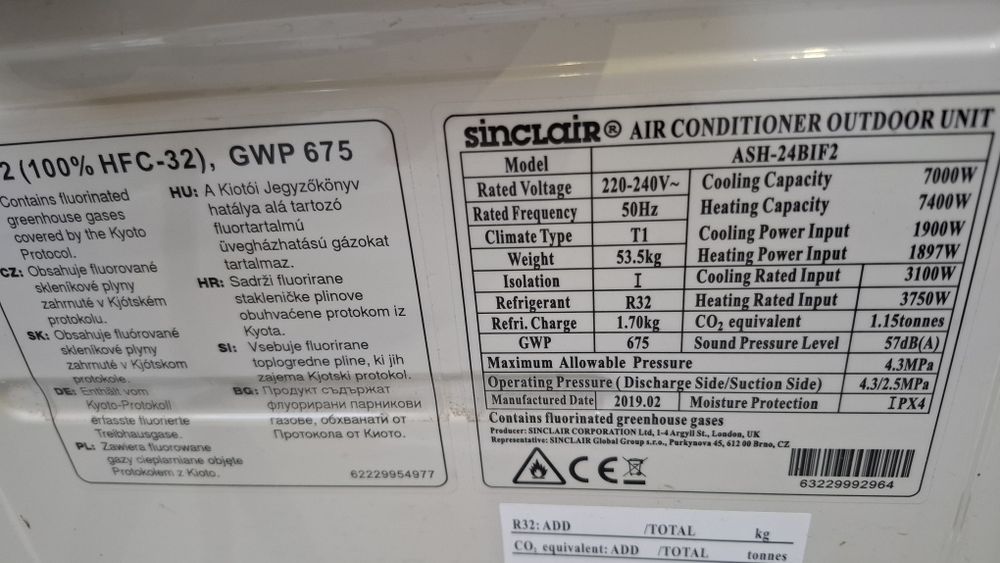Klimatyzator Sinclair zestaw sprawny z pilotem