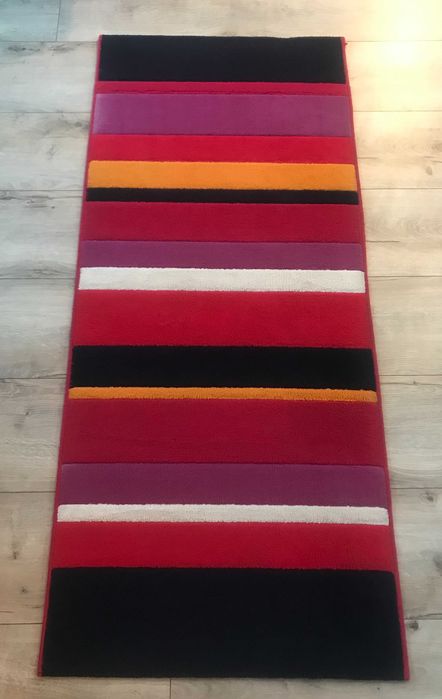Dywan IKEA paski kolorowe czerwone krótkie włosie 80 x 180cm Anja Rand