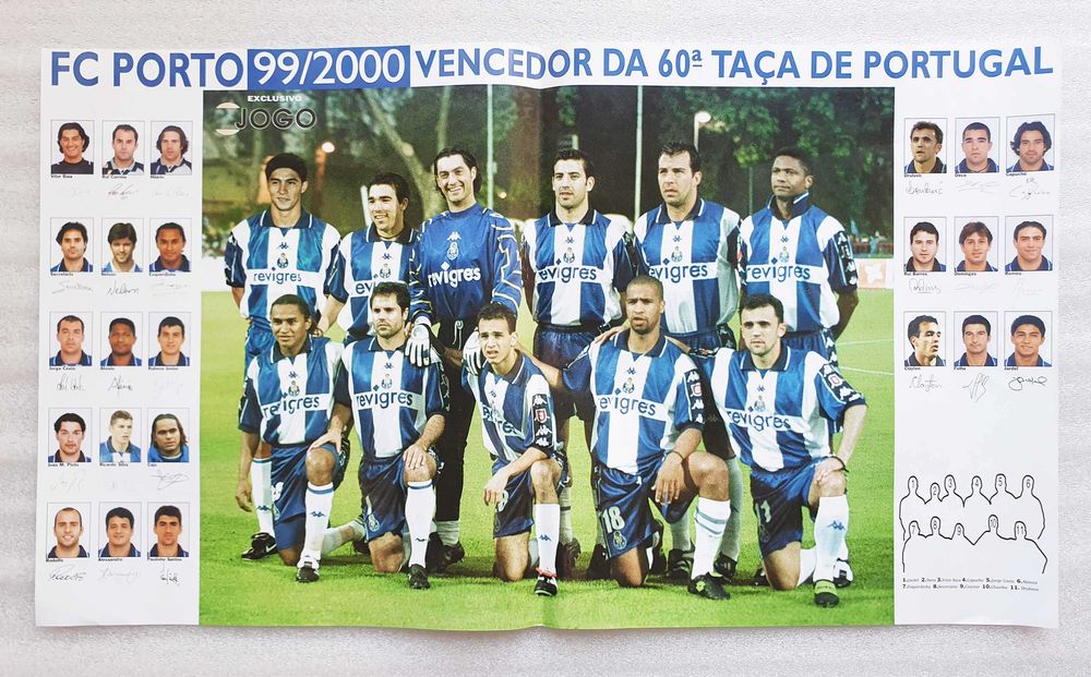 Antigo Poster Gigante ~ " Equipa FCP 1999-2000" ~ Vencedor da 60ª Taça de Portugal.