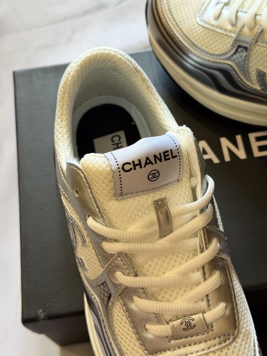 Кросівки Chanel Runner White-Grey / шанель ранер біло-сірі унісекс sneakers, повний комплект, коробка, пакет, картка