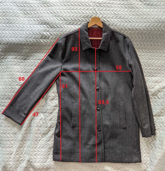 Płaszcz Tommy Hilfiger Dwustronny (Grafit/Bordo) Oryginalny Vintage