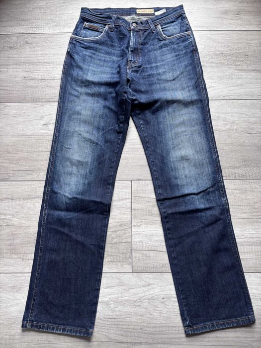 Wrangler Texas Stretch W32 L34 Jeansy Męskie Regular Straight Granatowe