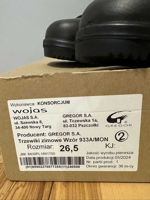 Nowe buty wojskowe Wojas Gregor 26,5 cm